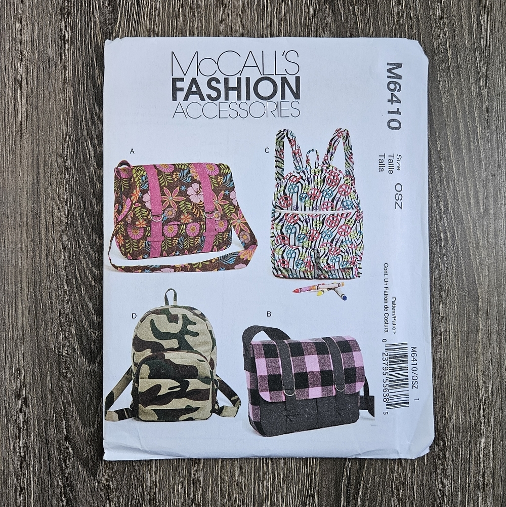 NEW McCall's M6410 Backpacks and Bags (4 Styles) Pattern